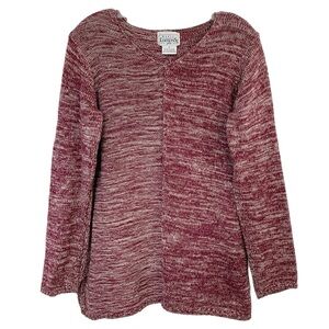 Basic Editions Vintage 90’s Burgundy Tan Knit Sweater Women’s Size XL